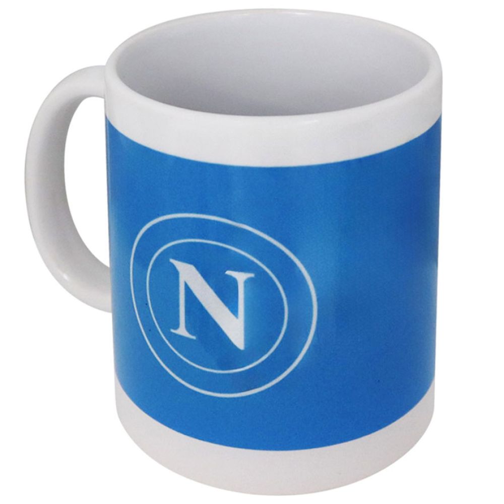 TAZZA IN CERAMICA INTERNO BIANCO LOGOBIANCO SU FONDO CELESTE