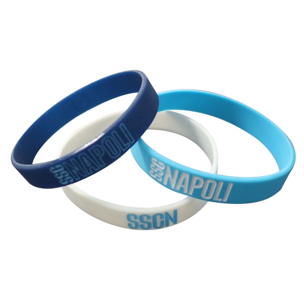 KIT 3 BRACCIALETTI IN SILICONE VARI COLORI CON LOGO NAPOLI E SCRITTA SSC