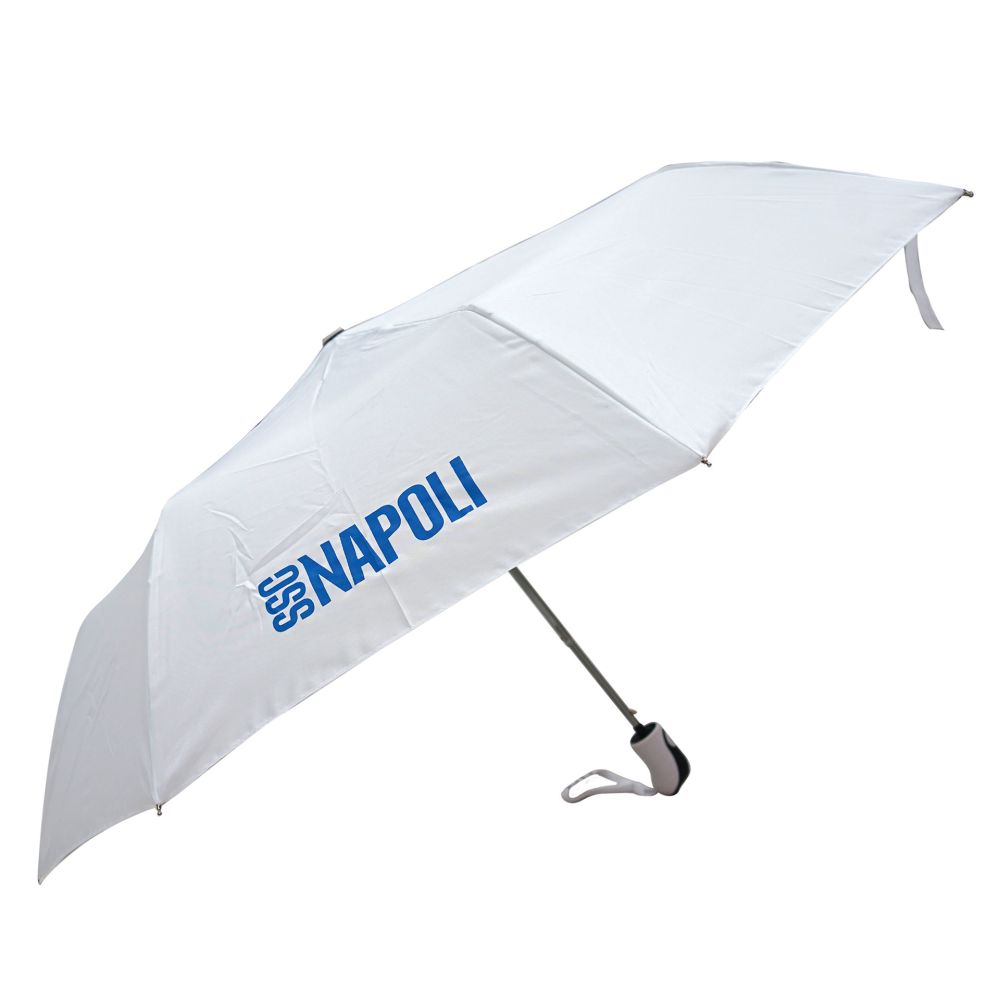 OMBRELLO TASCABILE BIANCO PERSONALIZZATO SU DUE SPICCHI OPPOSTI CON LOGO