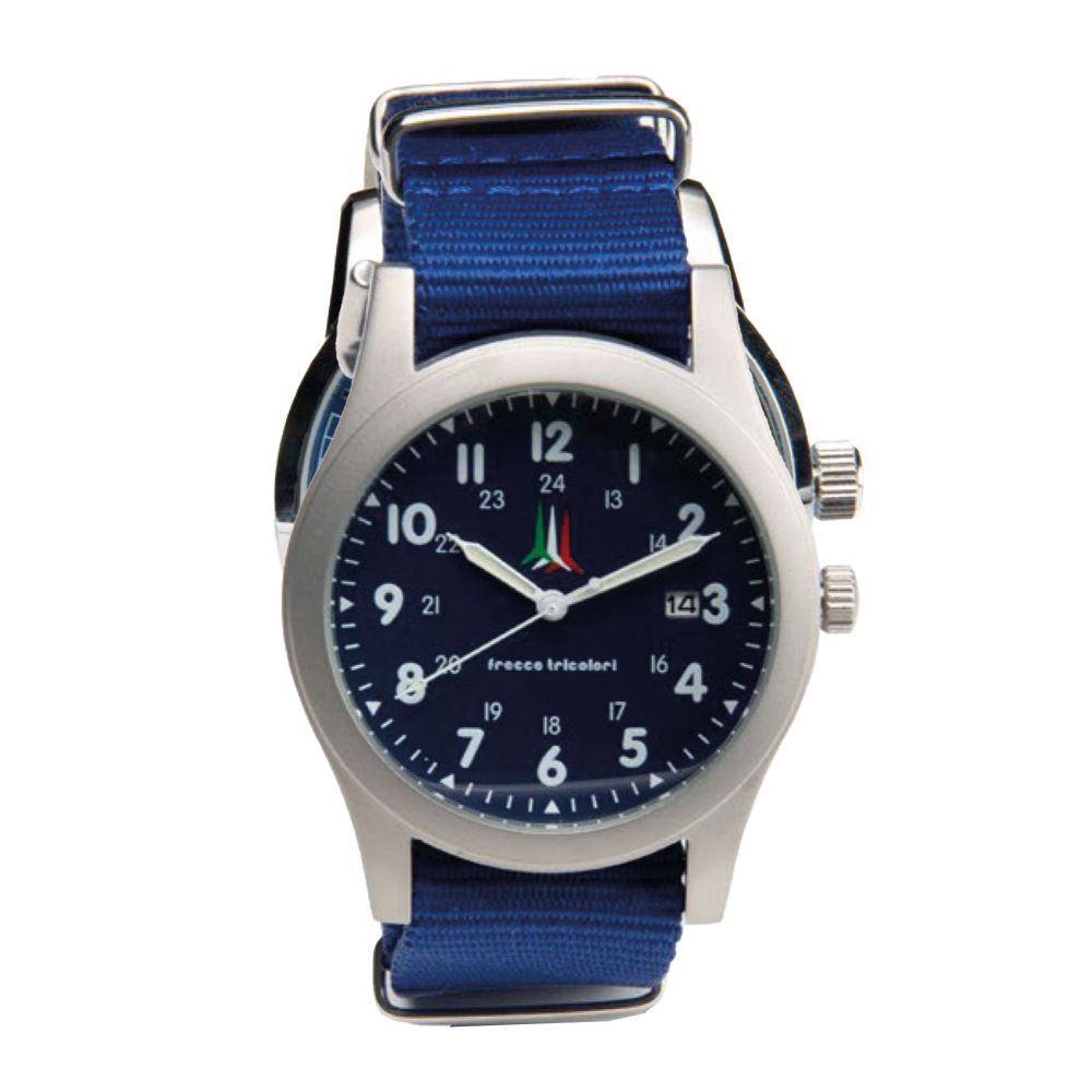 KILO OROLOGIO ANALOGICO QUADRANTE IN ACCIAIO CINTURINO IN TESSUTO LOGO F