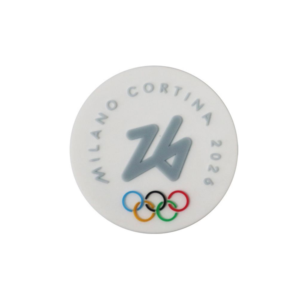 MAGNETE PVC DIA 42 MM OLYMPIC EMBLEMA COLORATO FONDO BIANCO