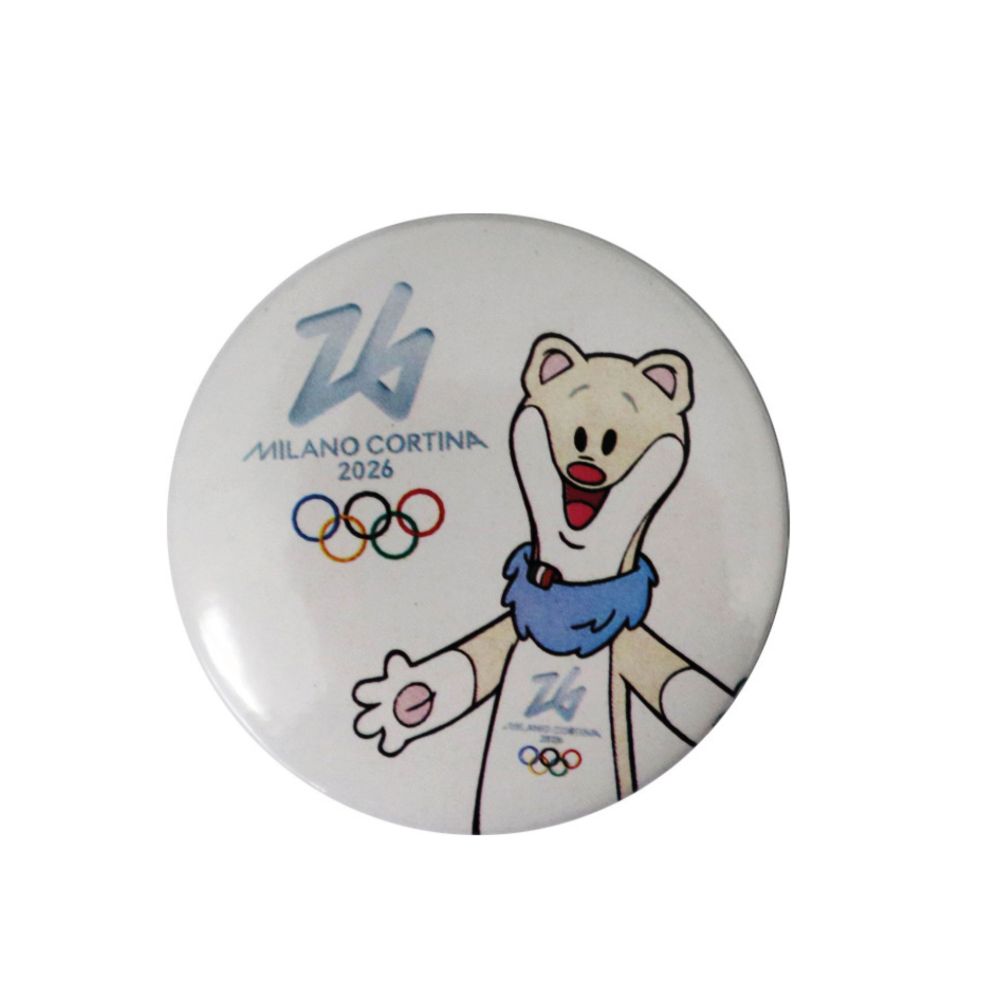 MAGNETE STAMPATO DIA 50 MM OLYMPIC MASCOT TINA COLORATO FONDO BIANCO