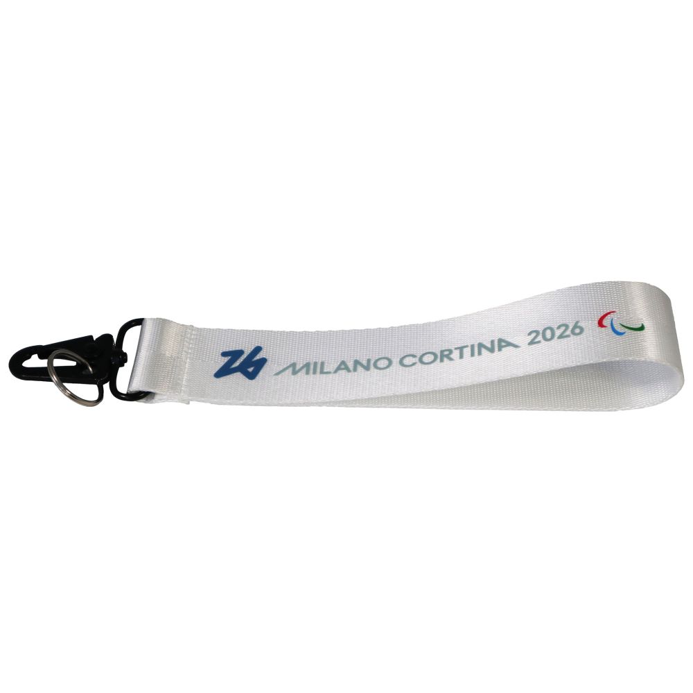 PORTACHIAVI STOFFA STAMPATA PARALYMPIC EMBLEMA COLORATO FONDO BIANCO