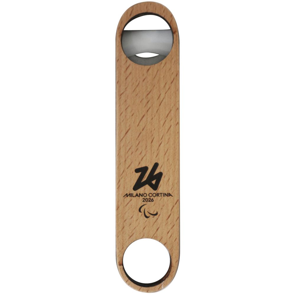 APRIBOTTIGLIE ACCIAIO LEGNO H 175 MM PARALYMPIC EMBLEMA MONOCROMATICO NE