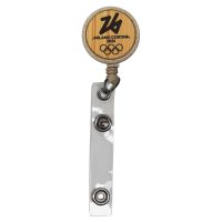 PORTA SKIPASS PLASTICA E BAMBU' DIA 32 MM OLYMPIC EMBLEMA MONOCROMATICO