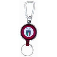 PORTA SKIPASS ABS ROSSO MOSCHETTONE OLYMPIC+ITALIA TEAM EMBLEMA COLORATI