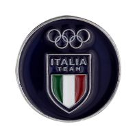 MAGNETE SMALTATO DIA 40 MM OLYMPIC EMBLEMA BIANCO+ITALIA TEAM FONDO BLU