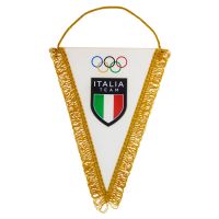 Gagliardetto Triangolare Italia Team 20 x 28 cm con Frangia Oro Ufficiale