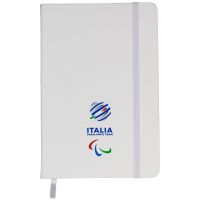 TACCUINO IN PU BIANCO 96 PAGINE A RIGHE F.TO A5 PARALYMPIC+ITALIA PARALY