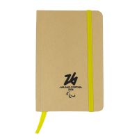TACCUINO IN CARTA RICICLATA F.TO A6, 160 PAG. A RIGHE ELASTICO E SEGNALI