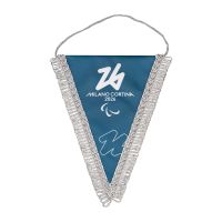 GAGLIARDETTO TRIANGOLARE MIS. 14X17 BIFACCIALE FONDI BLU/VERDE FRANGIA A