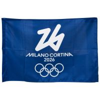 BANDIERA IN POLIESTERE 150X100CM SENZA ASTA FONDO BLU OLYMPIC EMBLEMA BI