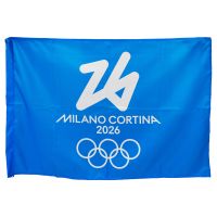 BANDIERA IN POLIESTERE 150X100CM SENZA ASTA FONDO AZZURRO OLYMPIC EMBLEM