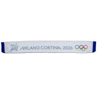 SCIARPA IN POLIPILE STAMPATA 130X17CM FONDO BIANCO OLYMPIC EMBLEMA COLOR