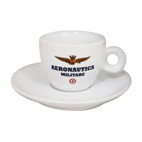 TAZZINA DA CAFFE' CLASSICA IN CERAMICA CON PIATTINO AERONAUTICA MILITARE