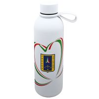 BORRACCIA IN ACCIAIO INOX BIANCA SOFT TOUCH DOPPIA PARETE 500 ML FRECCE TRICOLORI