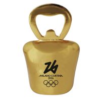 APRIBOTTIGLIA MAGNETICO ORO A CAMPANA OLYMPIC EMBLEMA STAMPATO NERO
