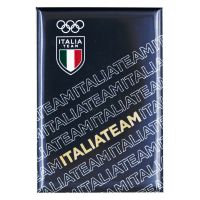 MAGNETE STAMPATO 78X53MM OLYMPIC+ITALIA TEAM EMBLEMA BIANCHI FONDO BLU C
