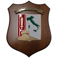 CREST IN METALLO SMALTATO BASE LEGNO 22,5X17,5CM COMAN.TERR.NAZ.ESERCITO