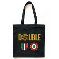 SHOPPER IN COTONE NERA LINEA DOUBLE INTER
