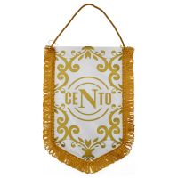 GAGLIARDETTO PENTAGONALE CM 28X20 CON FRANGE DORATE STAMPA IN ORO NAPOLI