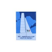 MAGNETE AMERICA'S CUP 38 RETTANGOLARE BARCA A VELA BIANCA E GOLFO DI NAP