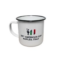 TAZZA AMERICA'S CUP 38 BIANCA CON COPPA E N TRICOLORE IN METALLO