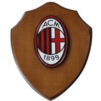 CREST BASE IN LEGNO PIASTRA METALLO CON LOGO UFFICIALE MILAN