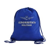 ZAINO A SACCA BLU ROYAL IN POLIESTERE 170D, STAMPA MONO COLORE AERONAUTICA MILITARE