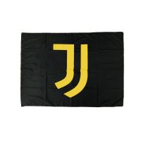 BANDIERA SENZA ASTA JUVENTUS CON LOGO GIALLO 100 X 140 CM