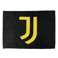 BANDIERA SENZA ASTA JUVENTUS CON LOGO GIALLO 150 X 240 CM