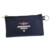 PORTAPENNE A BUSTINA PIATTA SINGOLA ZIP LOGO AERONAUTICA MILITARE CON UNICO VANO INTERNO