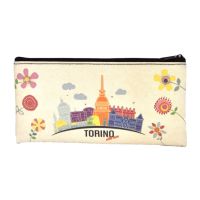 PORTAPENNE IN ECOPELLE PU BEIGE TRAMATA EFFETTO DENIM 20X9 CM