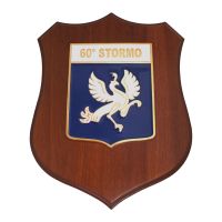 CREST IN METALLO SMALTATO BASE LEGNO 22,5X17,5CM 60 STORMO AERONAUTICA MILITARE