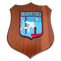 CREST IN METALLO SMALTATO BASE LEGNO 22,5X17,5CM 3 REPARTO MANUTENZIONE VELIVOLI AERONAUTICA MILITARE