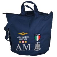 BORSA PORTACASCO BLU CON 4 STEMMI AERONAUTICA MILITARE RICAMATI