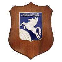 CREST IN METALLO SMALTATO BASE LEGNO 22,5X17,5CM ISMA AERONAUTICA MILITARE