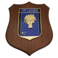 CREST IN METALLO SMALTATO BASE LEGNO 22,5X17,5CM 132 SQUADRIGLIA RADAR REMOTA AERONAUTICA MILITARE