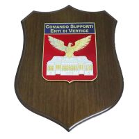 CREST IN METALLO SMALTATO BASE LEGNO 22,5X17,5CM COMANDO SUPPORTI ENTI DI VERTICE AERONAUTICA MILITARE