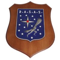 CREST IN METALLO SMALTATO BASE LEGNO 22,5X17,5CM DASAS AERONAUTICA MILITARE