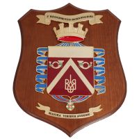 CREST IN METALLO SMALTATO BASE LEGNO 22,5X17,5CM 3 RGT BERSAGLIERI ESERCITO ITALIANO