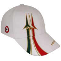 CAPPELLINO IN COTONE BIANCO , RICAMO FRECCE TRICOLORI SU VISIERA