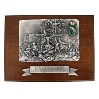 CREST IN METALLO SMALTATO BASE LEGNO CL4 17X23CM 1 RGT ARTIGLIERIA DA MONTAGNA ESERCITO ITALIANO
