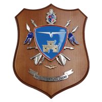 CREST IN METALLO SMALTATO BASE LEGNO 22,5X17,5CM BRG AEROMOBILE FRIULI ESERCITO ITALIANO