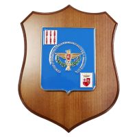 CREST IN METALLO SMALTATO BASE LEGNO 22,5X17,5CM CENTRO SELEZIONE RECLUTAMENTO NAZIONALE ESERCITO ITALIANO