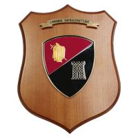 CREST IN METALLO SMALTATO BASE LEGNO 22,5X17,5CM COMANDO INFRASTRUTTURE ESERCITO ITALIANO