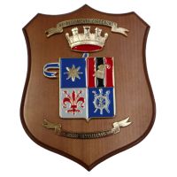 CREST IN METALLO SMALTATO BASE LEGNO 22,5X17,5CM 41 RGT CORDENONS ESERCITO ITALIANO