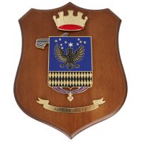 CREST IN METALLO SMALTATO BASE LEGNO 22,5X17,5CM 7 RGT AVES VEGA ESERCITO ITALIANO