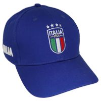 CAPPELLINO FIGC IN COTONE BLU RICAMATO MODELLO BASEBALL CON VISIERA CURV