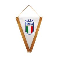 GAGLIARDETTO TRIANGOLARE 28X20 CM FRANGIA DORATA,RETRO BIANCO LOGO FIGC